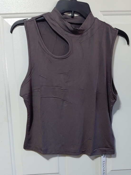 Lyaner Tops - LYANER Women's Gray Sleeveless Cutout Mock Neck Top Size Large